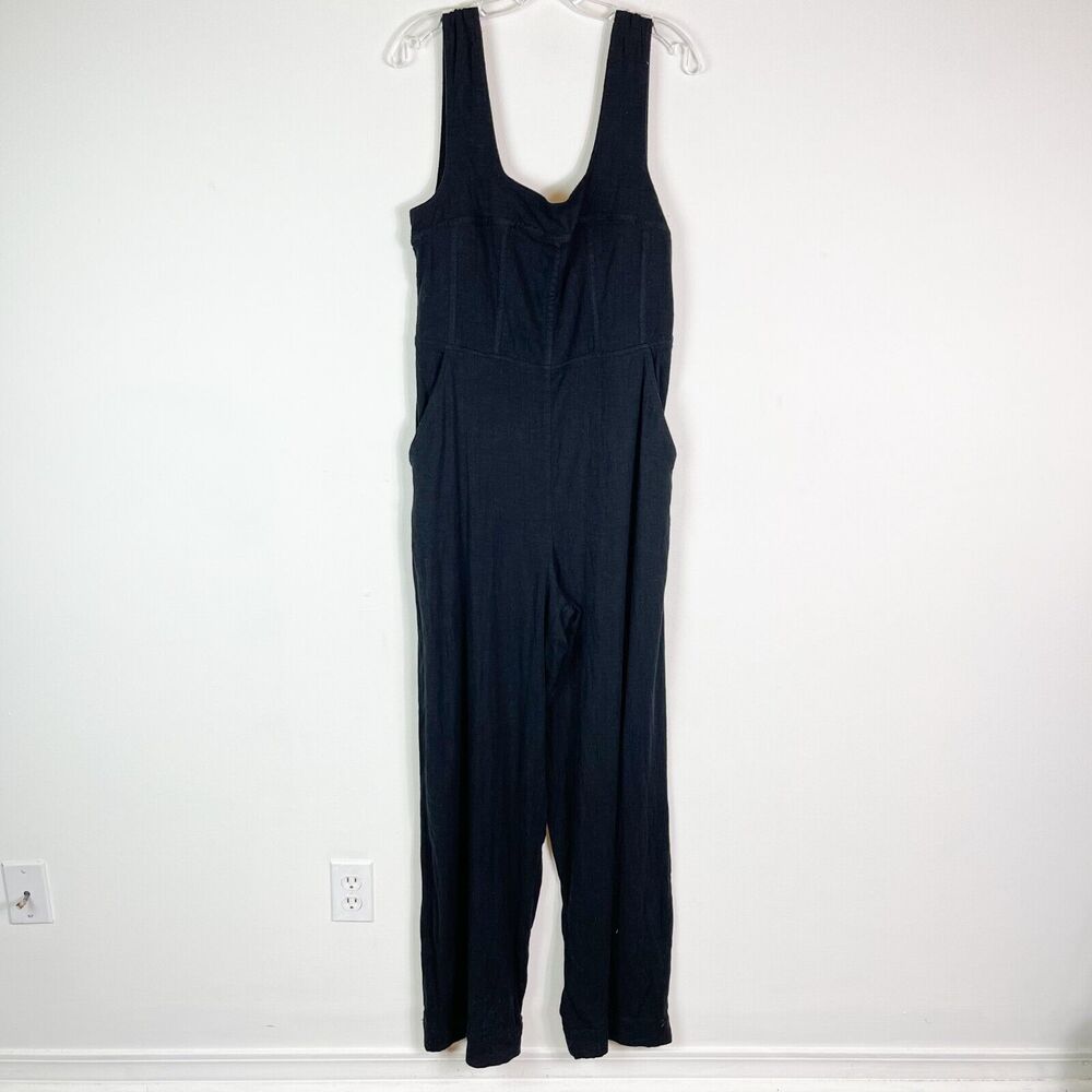Free People NWT Sleeveless Iris Wide Leg Jumpsuit Black Size L - Picture 3 of 10